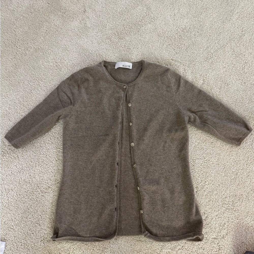 Allude Women's Beige cashmere Cardigan Sweater small